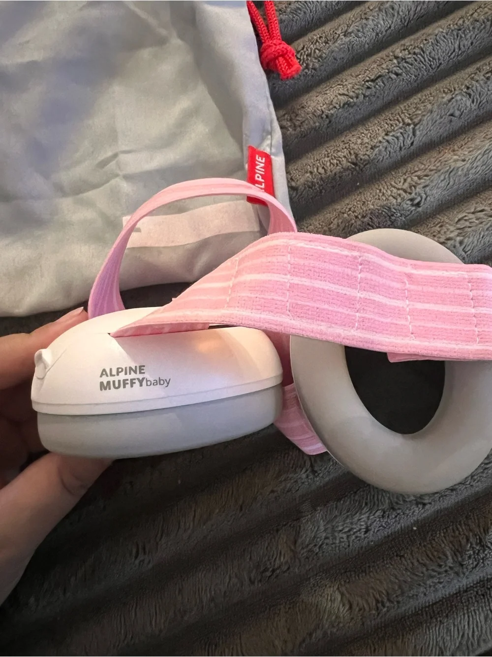 Alpine Kids Pink Noise-Reducing Headband with Light Pink Straps